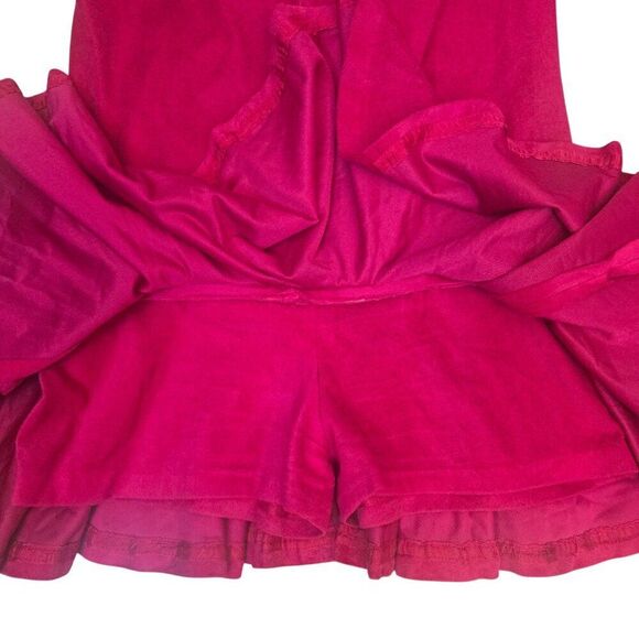 Vintage 80s Long Sleeve Drop Waist Skirted Jumper Romper Shorts Womens XL Pink - Picture 5 of 7